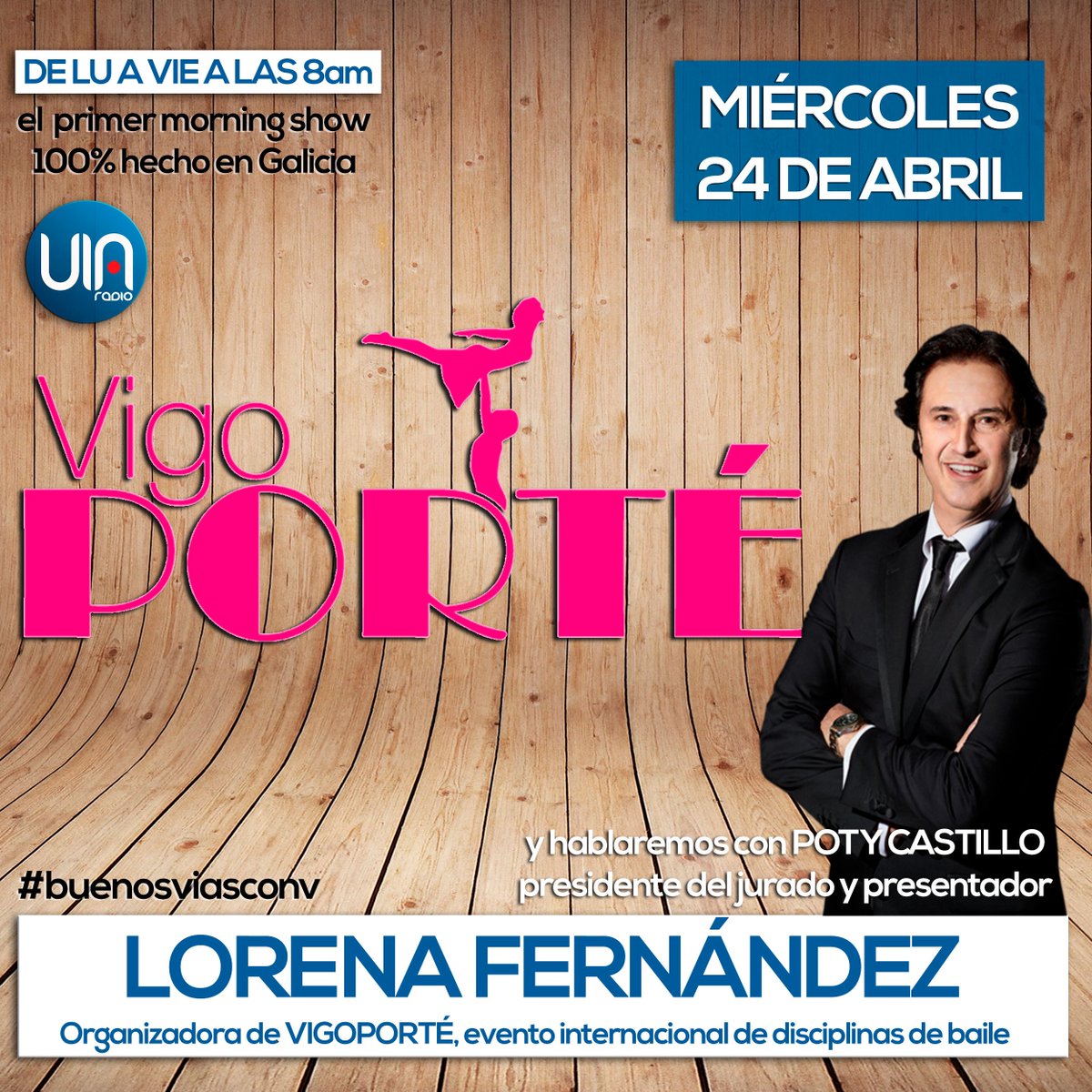 via_radio's tweet photo. Hoy con nosotros @LORENA_EVENTOS_ hablándonos de @VigoPorte , y además también en breve @PotyCastillo en #buenosviasconv @via_radio ¡Conéctate! https://t.co/HM7rLXNmA0 https://t.co/k8RP9Ky6iL
