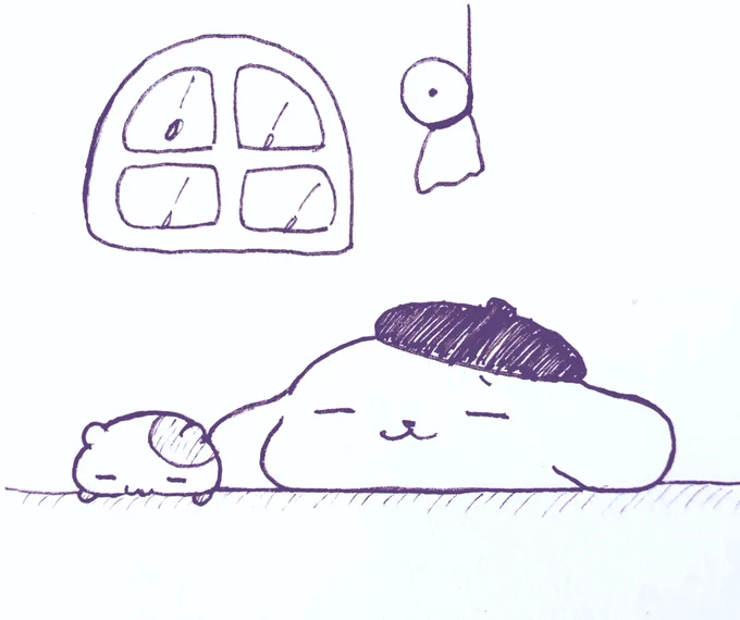 #今日のポムポムプリン2

雨の日が続くみたい☔
おさんぽしたいのに～*💦 