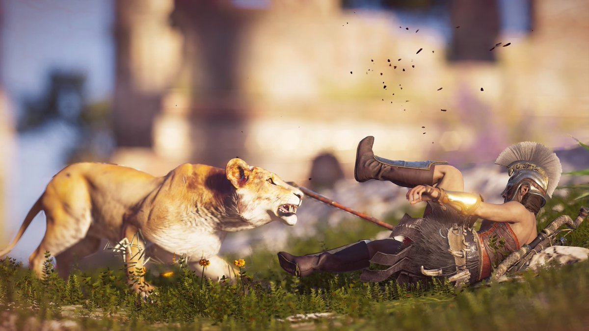 rexvenatusLVI's tweet photo. Attacked by the lioness.
#photomode #labirynth #kassandra #alexios #hiddenblade #spearofleonidas #kassandra #alexios #bayek #bayekofsiwa #icarus #senu #khemu #sparta #assassinscreed #assassinscreedodyssey #Sunset #Ax #Weapon #ACFTW https://t.co/PJXqdc7OmO