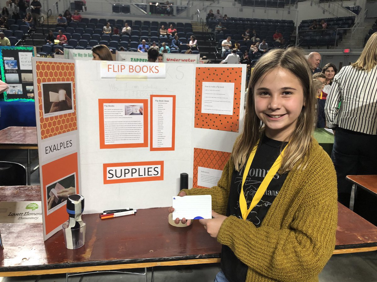 lovettstrong's tweet photo. 5th grader Samantha making Lovett proud by sharing her passion project about creating flip books at HISD’s GT Expo this evening https://t.co/2hjDKdJ5VM