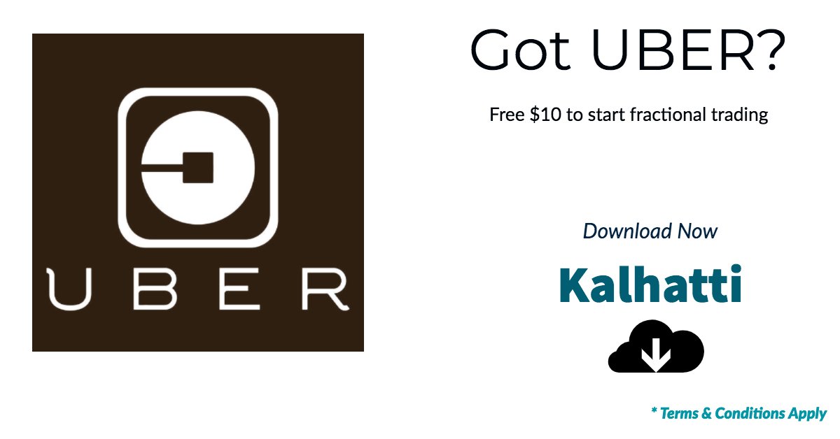 kalhatti's tweet photo. Be Ready to Invest in @Uber IPO. Own UBER stock for as little as $1. First 50 Indian users get FREE $10!  https://t.co/P1emfFUdQt  #uberipo #globalinvestments #investing https://t.co/FicAVwzEcS