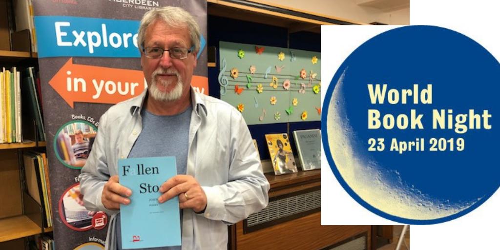 Rae_Cowie's tweet photo. Best #WorldBookNight ever! Hearing poet and fiction #author @jbolland_vftlg read from his excellent #debut #poetry collection, Fallen Stock @silvercitylibs ... 📚🌎📚📚📚 #FallenStock @RedSquirrelPres #Aberdeenshire #writing https://t.co/skDapxnqlV