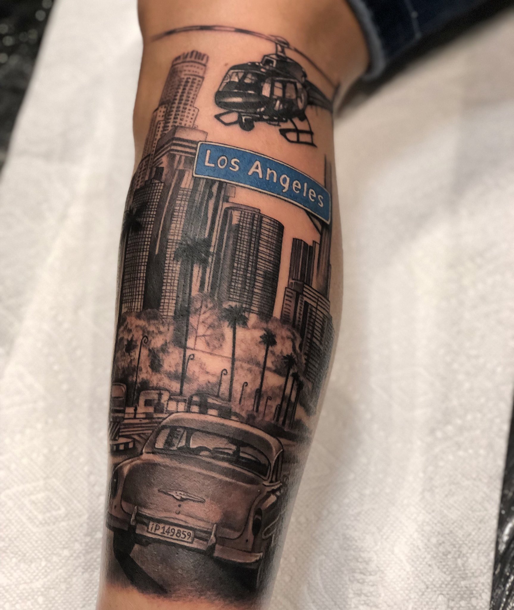 30 Los Angeles Skyline Tattoo Designs For Men  Southern California Ink  Ideas