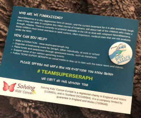 seraph_team's tweet photo. If one of these drops through your letter box, please read carefully and if you can donate to #TeamSuperSeraph - if you can't, please do keep telling others about Seraph as it is time critical that we raise the money needed for the vaccine. https://t.co/itZLRooIKQ