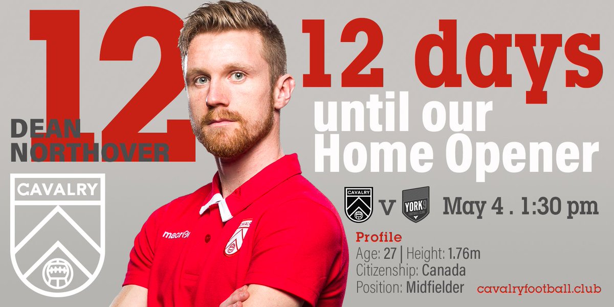 CPLCavalryFC's tweet photo. Meet #12, 🇨🇦  Dean Northover - Midfielder. In just 12 days, Cavalry FC will host it's inaugural Home Opener. Do YOU have your tickets?

#MeettheTeam #CavsFC https://t.co/tnKffOnkqG