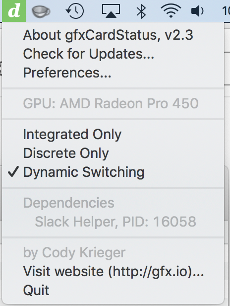 Alan_Lau's tweet photo. Find out why my MacBook drains the battery faster than usual. What made @SlackHQ always using the discrete GPU instead of the onboard GPU? https://t.co/pdegmkzrG6