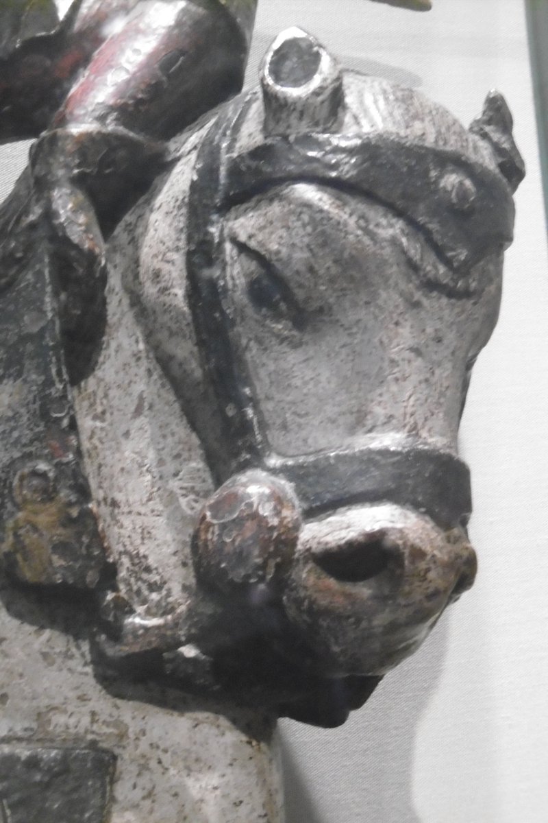 5thLackey's tweet photo. #StGeorgesDay #Coventry #TheHerbert #StGeorge mid-late #15thCentury #Polychromed oak. The saint is about to give the coup de grace to the #dragon lying wounded under the hooves of the his horse. https://t.co/So77sDM23B
