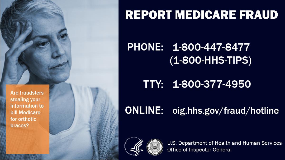 OIGatHHS's tweet photo. Our latest Consumer Alert warns the public about fraud related to orthotic braces and Medicare beneficiaries. https://t.co/8E7BAJODTk https://t.co/5YqV7K7Lvq