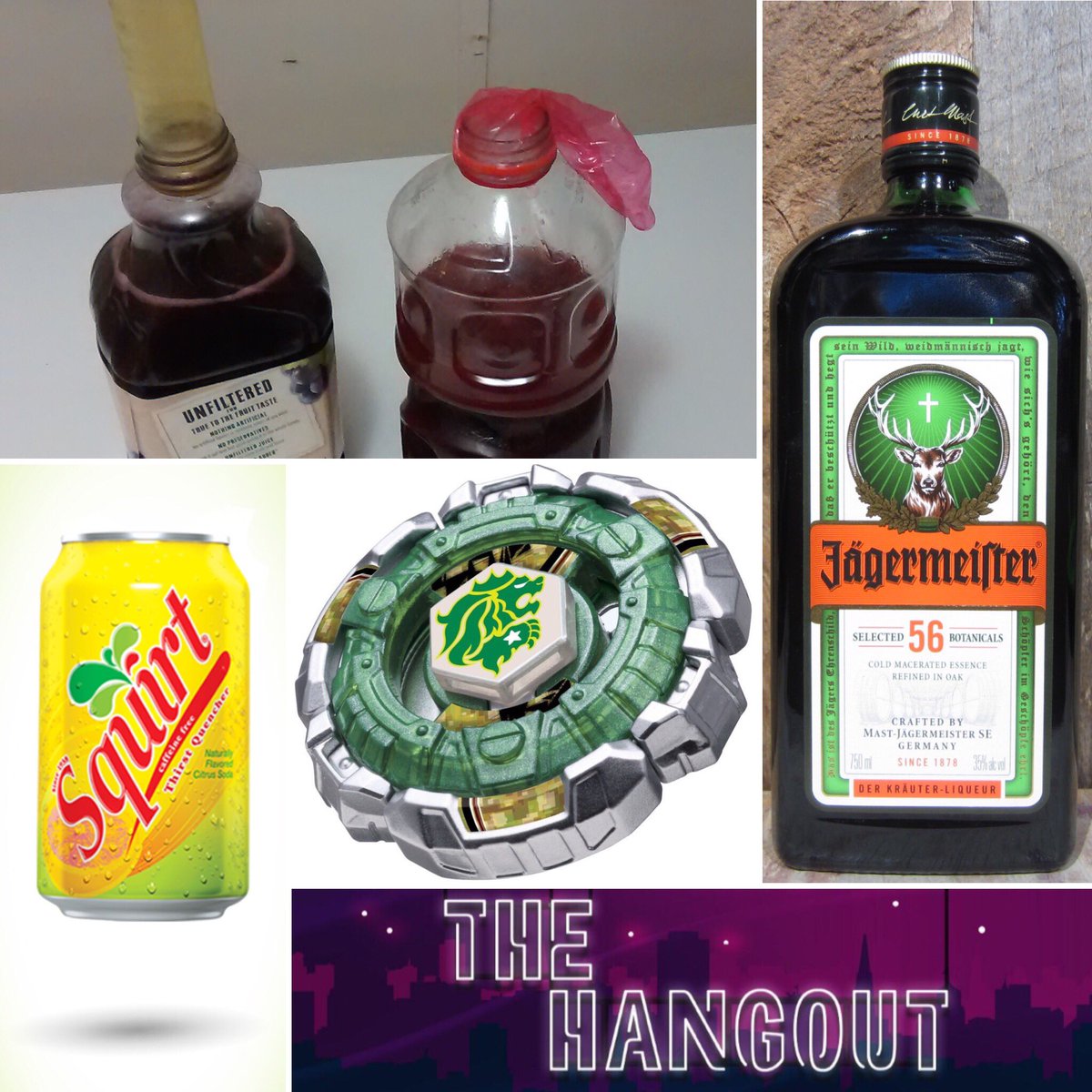 PodcastHangout's tweet photo. Have you ever made #Wine with grape juice and a condom? Have you ever chugged a bottle of #Jagermeister? Do you remember #Beyblades, or make mixed drinks with #Squirt? This weeks Hangout #Podcast guest answers yes to all those. Check out #Episode 10 now live on @YouTube! https://t.co/TPOCVTUPMf