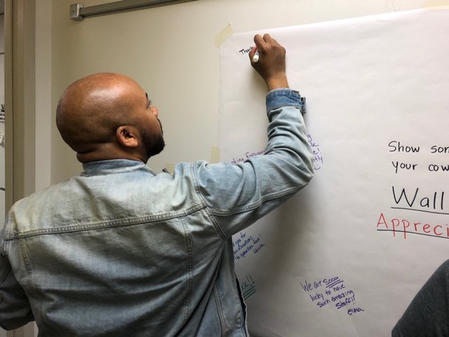 NCHforDocs's tweet photo. Celebrating #LabWeek in the @nationwidekids Institute of Genomic Medicine with a wall of appreciation. 
Directors, managers and supervisors of lab staff signed to remind staff across the IGM how their work is valued by all! 
#genomics #LifeatNCH #WeareNCH @NCHCareers https://t.co/PRmY2zK1v2