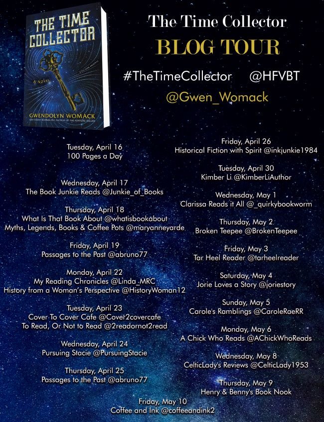 HFVBT's tweet photo. Today on @Gwen_Womack's THE TIME COLLECTOR #blogtour we have an #excerpt & #giveaway at @2readornot2read! https://t.co/Auu7zk6CxF
#TheTimeCollector #GwendolynWomack #histfic #historical #historicalfiction #blogtour #HFVBTBlogTours #HFVBT #bookishtues #bibliophile https://t.co/e6R0zfGYiN