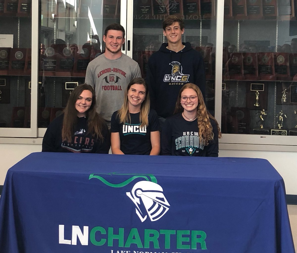 LNCAthletics (@lncathletics) on Twitter photo Congratulations to our Knights signing to play at the next level! Ainsley Lay (XC/Track, <a href="/SeahawkTFXC/">UNCW Cross Country & Track and Field</a> ); Ariel Hopper (Swim, <a href="/uncwswimdive/">uncwswimdive</a> ); Rebekah Cook (SB, <a href="/PacerAthletics/">USC Aiken Athletics</a>); Owen Thomas (FB, <a href="/LRBearsFootball/">Lenoir-Rhyne Football</a> ); Matt Skinner (Soccer, @UNCGMensSoccer) #LNCpride Congratulations to our Knights signing to play at the next level! Ainsley Lay (XC/Track, <a href="/SeahawkTFXC/">UNCW Cross Country & Track and Field</a> ); Ariel Hopper (Swim, <a href="/uncwswimdive/">uncwswimdive</a> ); Rebekah Cook (SB, <a href="/PacerAthletics/">USC Aiken Athletics</a>); Owen Thomas (FB, <a href="/LRBearsFootball/">Lenoir-Rhyne Football</a> ); Matt Skinner (Soccer, @UNCGMensSoccer) #LNCpride