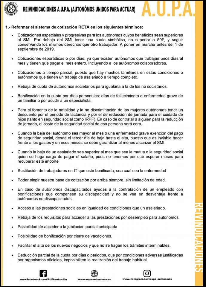 cincinnova's tweet photo. Algunas de las reivindicaciones que exigen más de 3 millones de #autónomos que están viendo ahora #eldebatedecisivo #DebateAtresmedia @_anapastor_  @VicenteVallesTV mirad si podéis hacer alguna pregunta a los candidatos sobre qué piensan hacer @AUPA_Autonomos  #yosoyaupa https://t.co/9lUbria5Fi
