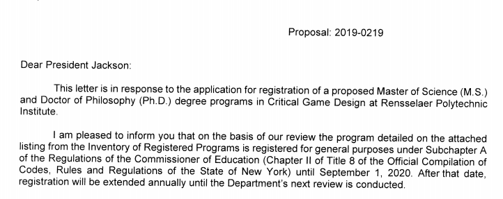 JMalazita's tweet photo. After years of planning and work, it's finally happening: @RPI is approved to start our new Ph.D. and Master's Programs in "Critical Game Design." 

So--who wants to come study how to make games for justice? https://t.co/HGaSsf0nF0