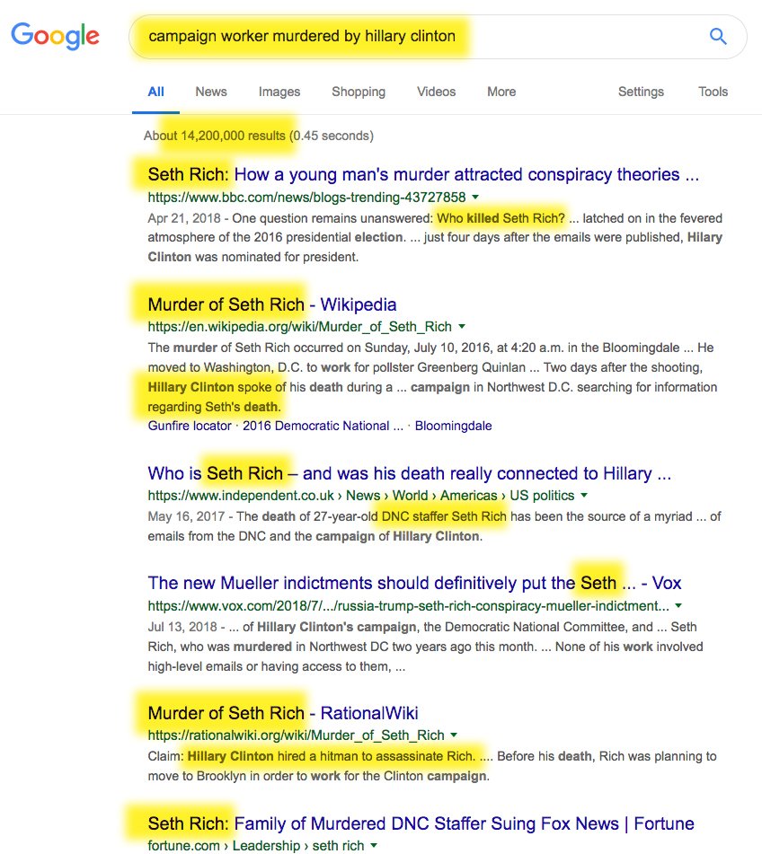 FreakCountry76's tweet photo. #SethRich #murder -- Even #left-leaning #Google has no trouble solving IN A FRACTION OF A SECOND this obvious crime by the #ClintonCrimeFamily #ClintonHitList #ClintonMurders #crookedHillary #HillaryClinton #DNC #DWStweets. https://t.co/NrH9OrMPop