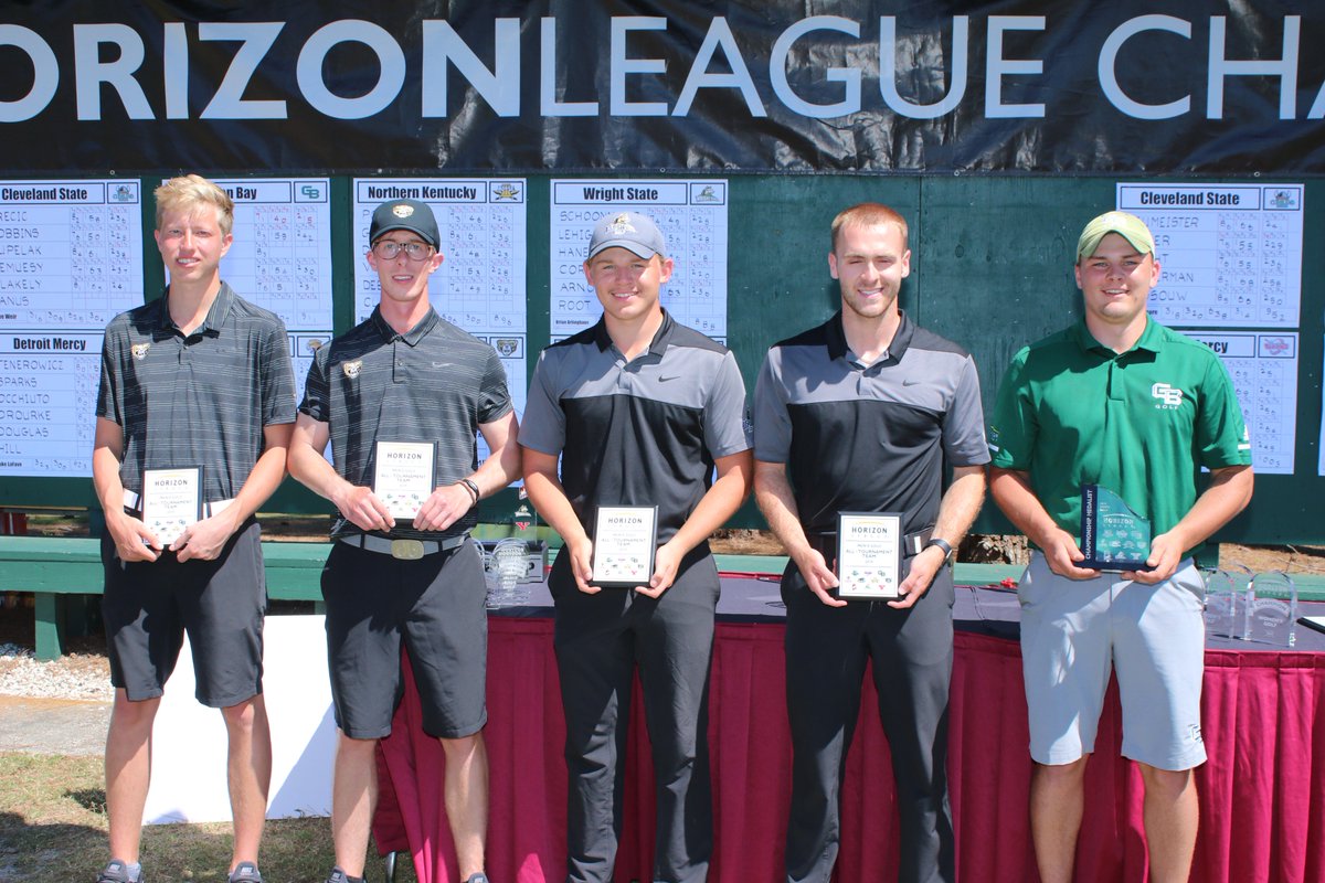 HorizonLeague's tweet photo. Here is the 2019 #HLGolf Men's All-Tournament Team!

Colin Sikkenga, @GoldenGrizzlies 
Marc Norton, @GoldenGrizzlies 
Cole Corder, @WrightStateGolf 
Bryce Haney, @WrightStateGolf 
George Kneiser, @GBPhoenixGolf https://t.co/dbn8Ot5aZV