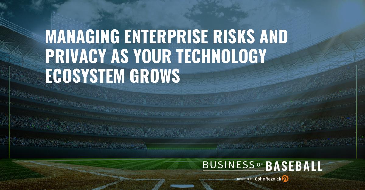 CohnReznick's tweet photo. Managing risk is critical in both business and baseball. As a business, you must find a way to effectively manage enterprise risks and privacy as your #technology ecosystem grows. Here's how: https://t.co/l1rg9ipFeX #BusinessOfBaseball #enterpriserisks https://t.co/KjXQvkk89K