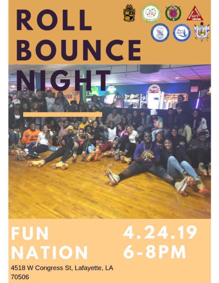 ms_mascato's tweet image. It is about that time again. Join your favorite UL NPHC members for our Roll Bounce Night at Fun Nation on April 24th. Tickets are $10 to skate. See you there!

#ULNPHC #ULGetInvolved