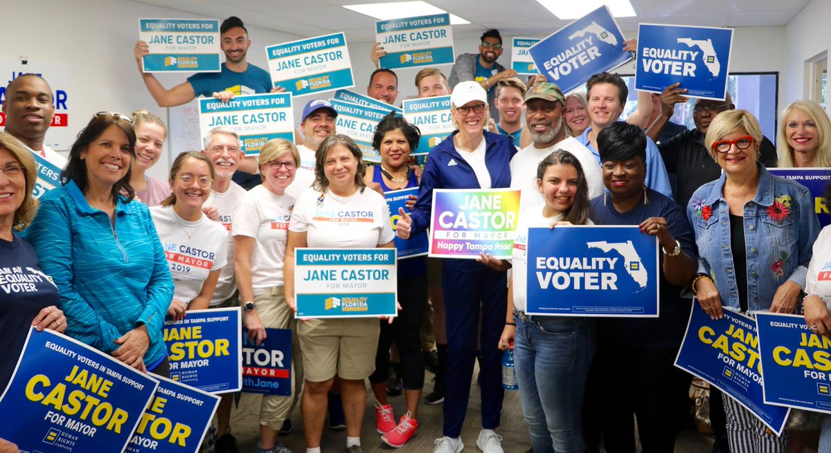 Jane Castor getting out the vote with HRC volunteers