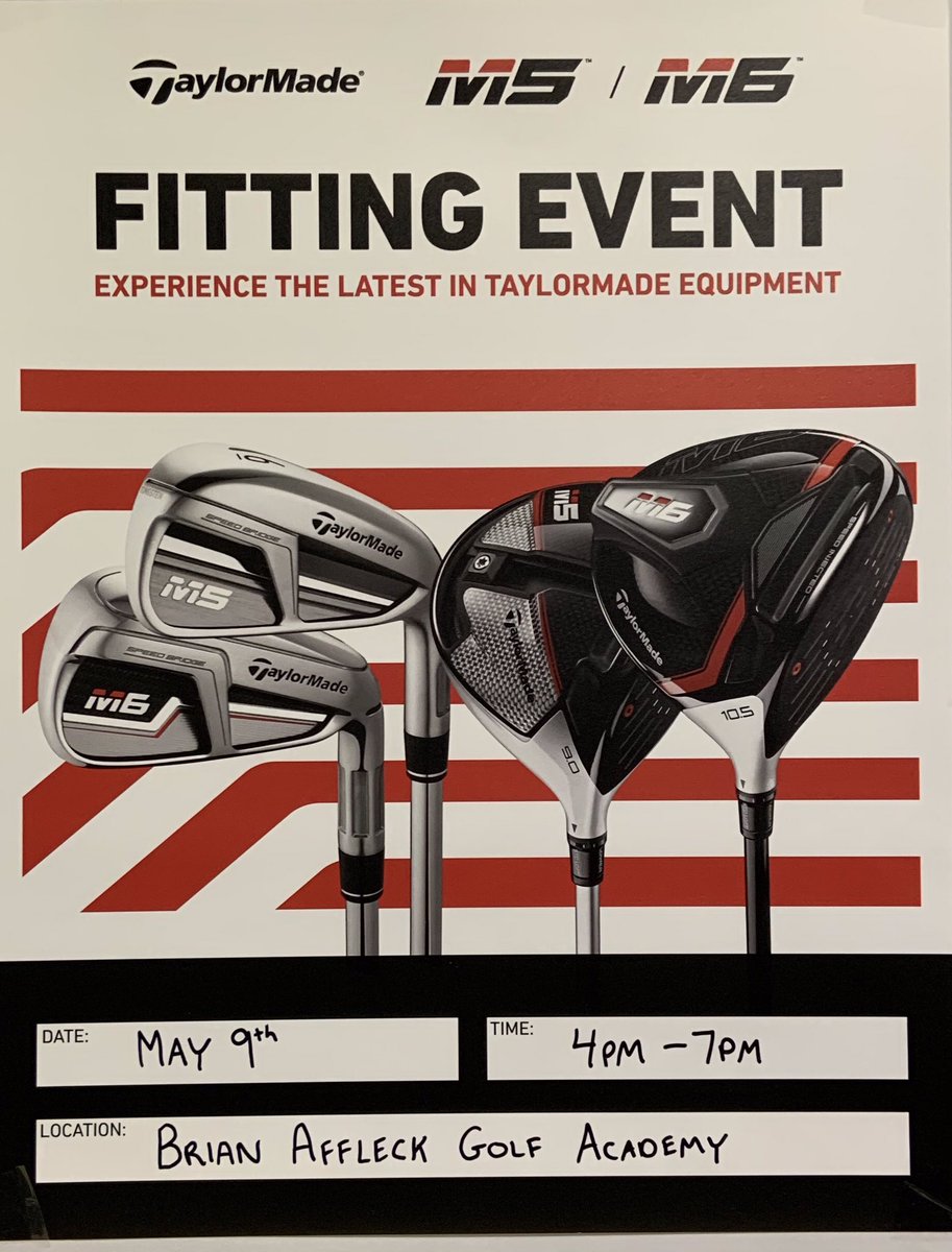 Mark your calendars!! <a href="/TaylorMadeCA/">TaylorMade Canada</a> is coming back on May 9th!! Contact us to book your fitting! #M5 #M6 #GETFIT #Distance #Forgiveness