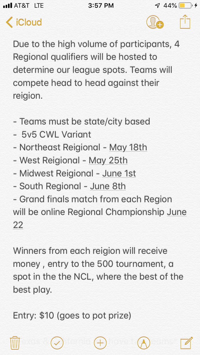 CallofDutyArena's tweet photo. NCL Open Qualifiers: 

*Texas and California will have two teams https://t.co/Se8AE0dIB4