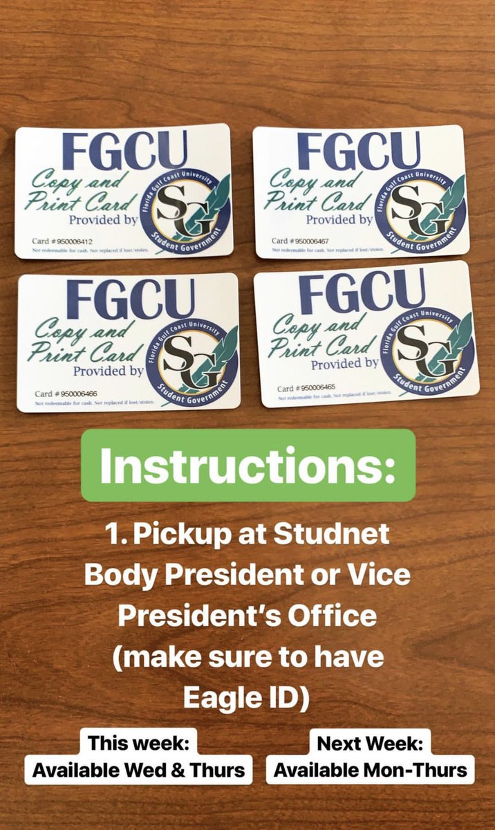 FREE Printing Cards!!! Stop by the office of Student Involvement ⬇️ Tomorrow or anytime NEXT WEEK!