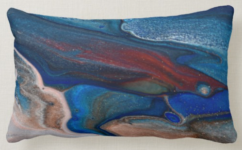 Metallic blue and copper make a great pillow.  zazzle.com/colorflowcreat….  Custom requests welcome!  

.
.
. 
#fluidart  #artpillow #bluedecor  #bluepillow  #modernpilow #artist  #zazzle