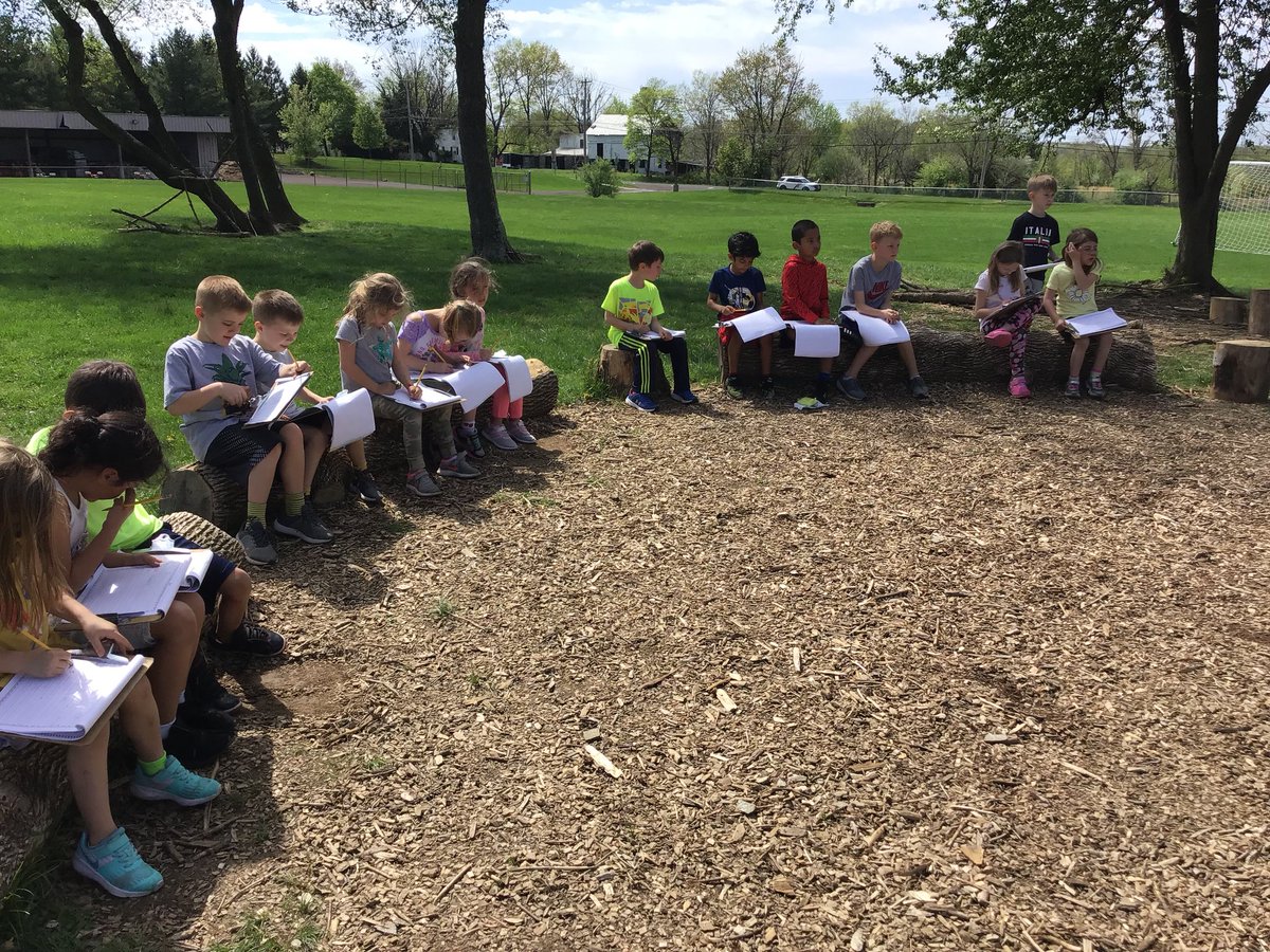 We love working outside in the “outdoor classroom” <a href="/CBWarwickElem/">Warwick Elementary School CBSD</a> ... Today students enjoyed nature while writing Earth Day acrostic poems #EarthDay