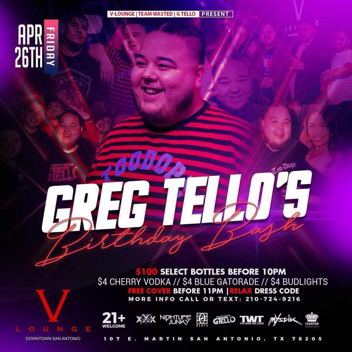 PartyWithGTello's tweet photo. 🚨 🥳 🔥 This Friday #PartyWithGTello Birthday Bash inside V Lounge April 26th. #TaurusBash ♉️ https://t.co/rADGMZRc31