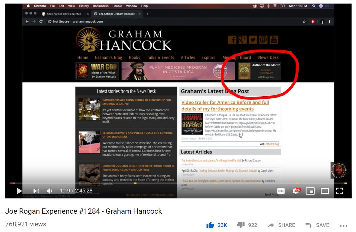 DanielMolerWeb's tweet photo. Heya! Within the first minute of the @joerogan podcast with @Graham__Hancock, they are scrolling on Hancock's website and you can see my book #shamanicqabalah featured!!! Good day! @LlewellynBooks #americabefore #joerogan #shamanism #qabalah 
https://t.co/AxzDLFu0Bh https://t.co/yuJPoKvSsP