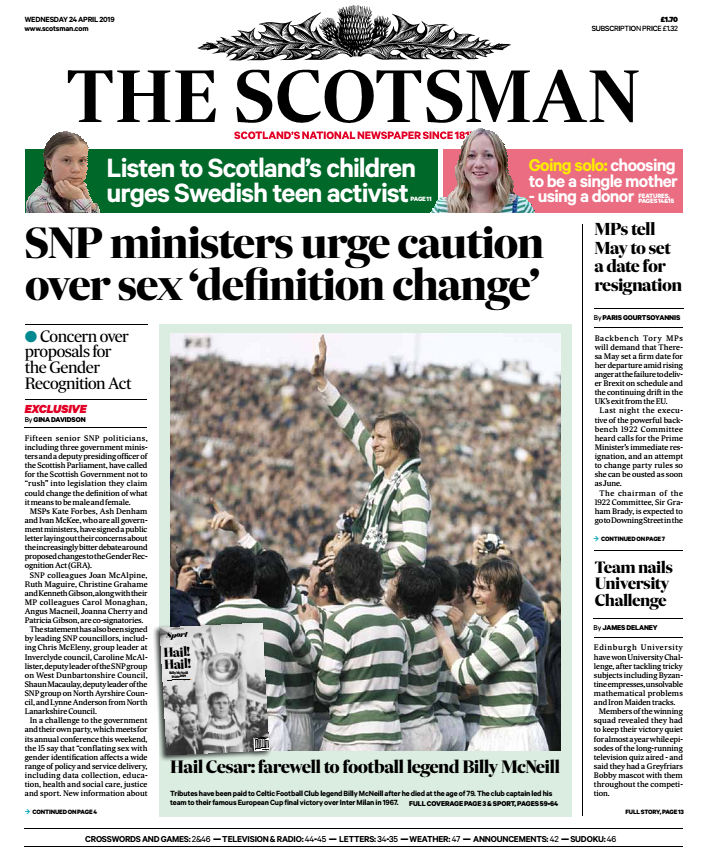 TheScotsman's tweet photo. RT Tomorrow's @TheScotsman front page and top stories, including an exclusive from @wornoutmumhack Gina Davidson: Concern over proposals for the Gender Recognition Act https://t.co/RiEObHCBfd #ScotPapers #BuyAPaper https://t.co/1HcUoOMc6S