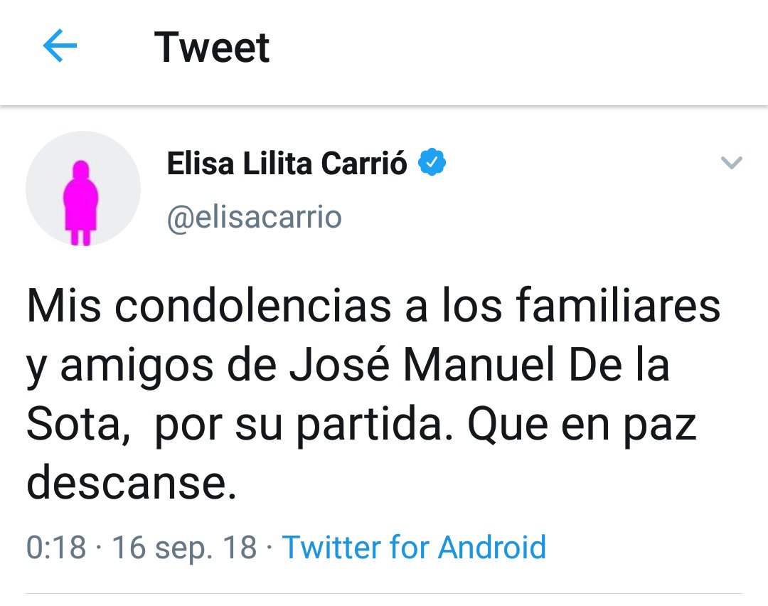 Claudio_ElChile's tweet photo. EN QUE QUEDAMOS??
#Descarrio
Dijo @elisacarrio
"Gracias a Díos, murió De La Sota"
Con un crucifijo en las manos. https://t.co/Kmlc3BLYQo