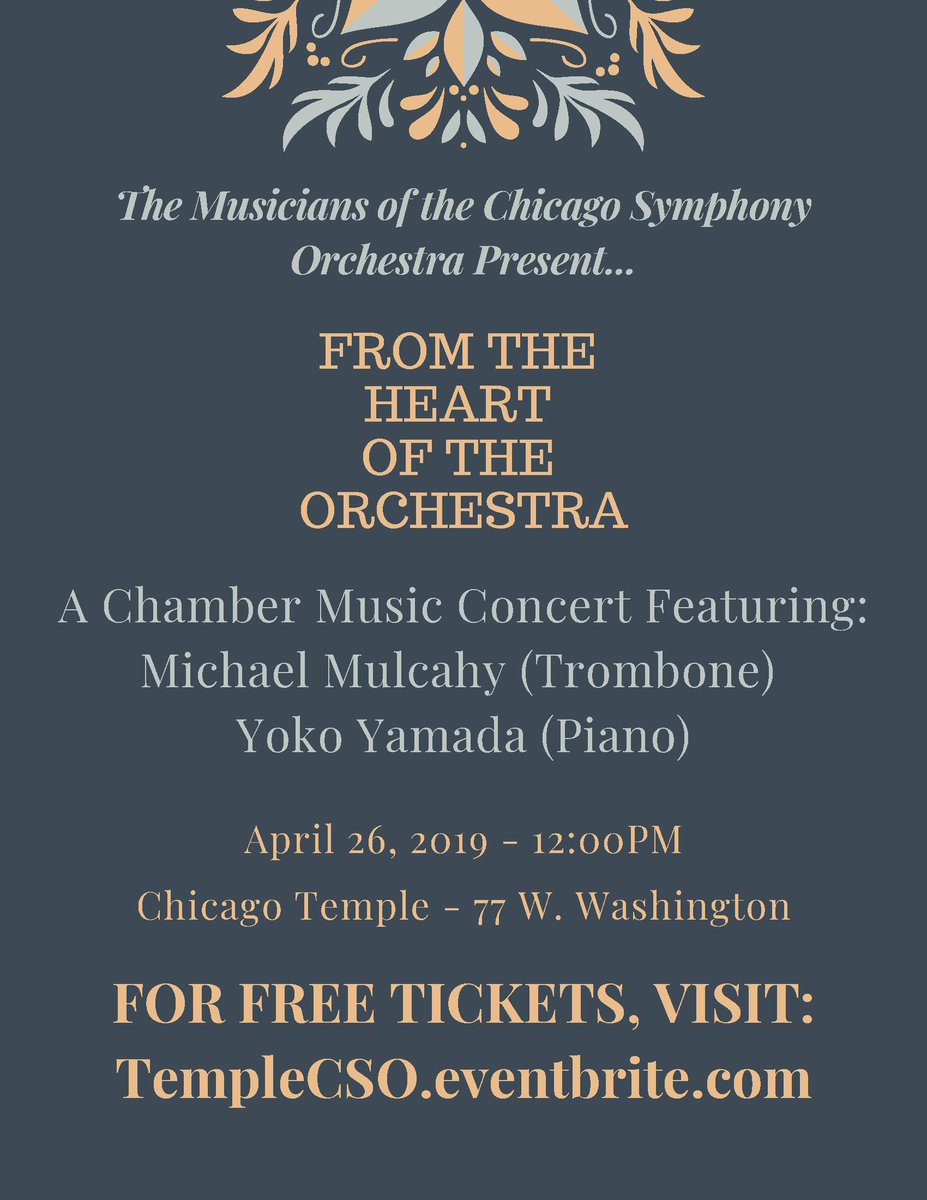 MusiciansChiSym (@musicianschisym) on Twitter photo Join us THIS Friday April 26 at 12PM for a special chamber concert at <a href="/ChicagoTemple/">Chicago Temple</a> with Michael Mulcahy (trombone) and Yoko Yamada (piano) -- For free tickets, visit: templecso.eventbrite.com ------------------ <a href="/The_AFM/">AFM</a> @ChicagoCityDSA <a href="/haymarketbooks/">Haymarket Books</a> <a href="/Teamsters727/">Teamsters Local 727</a> <a href="/West_Looper/">WestLooper</a> Join us THIS Friday April 26 at 12PM for a special chamber concert at <a href="/ChicagoTemple/">Chicago Temple</a> with Michael Mulcahy (trombone) and Yoko Yamada (piano) -- For free tickets, visit: templecso.eventbrite.com ------------------ <a href="/The_AFM/">AFM</a> @ChicagoCityDSA <a href="/haymarketbooks/">Haymarket Books</a> <a href="/Teamsters727/">Teamsters Local 727</a> <a href="/West_Looper/">WestLooper</a>