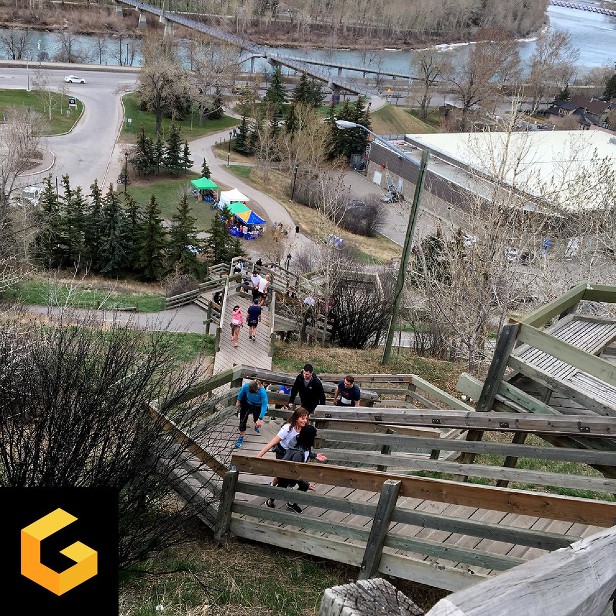 GridStoneGrowth's tweet photo. Our team was out in full force this morning for the 10th Annual Steps to End Homelessness! What a great cause, and a great workout at the McHugh Bluff Stairs. For more information check out https://t.co/BR7mp88sja

#stepstoendhomelessness #yyc #yyccommunity #crescentheights https://t.co/MXi4eCIoUS