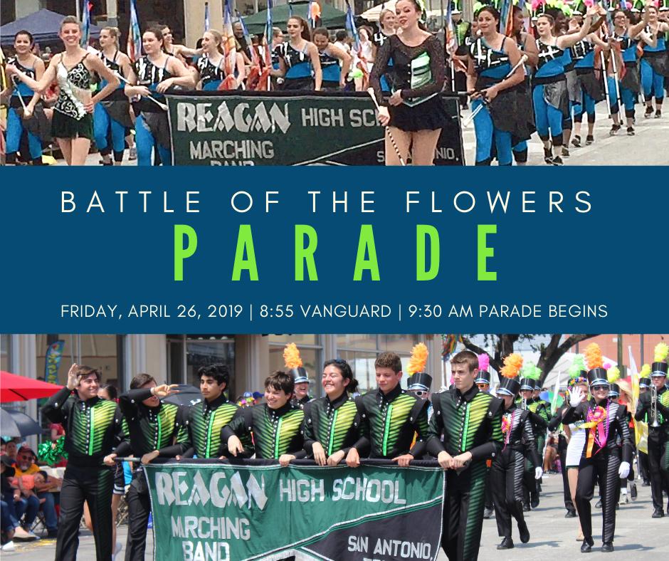 ReaganBandSA's tweet image. FIESTA! Reagan Band is excited to be in TWO Fiesta Events this week.  Battle of Bands &amp;amp; Battle of Flowers Parade. Join Us! Tickets &amp;amp; Details  battleofflowers.org @reaganwayrhs @NEISD @BattleofFlower