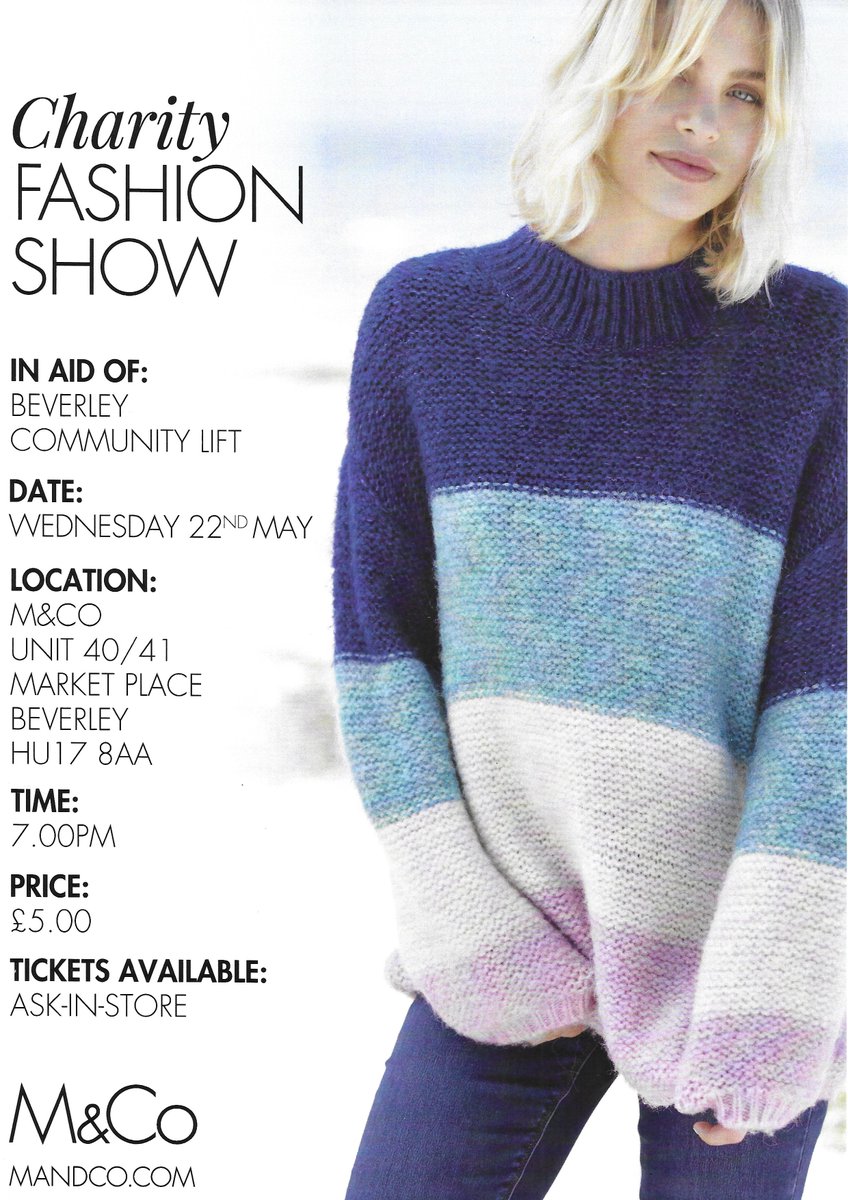 Supporting Beverley Community Lift. Tickets from M&amp;Co or Tickton Post Office