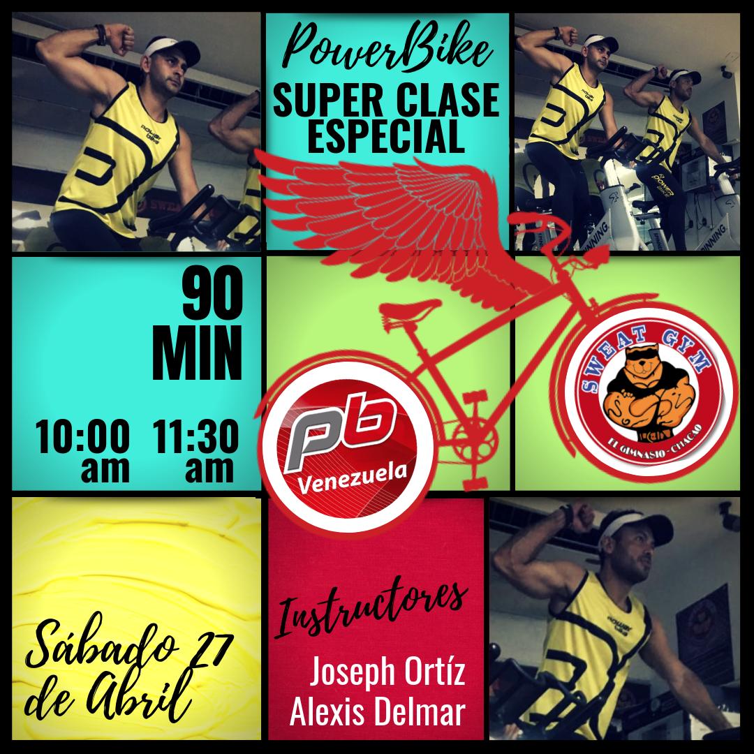No te pierdas nuestra clase especial de #PowerBike este sábado 27 de Abril
1 1/2 rodando #SoySweatGym #Spinning