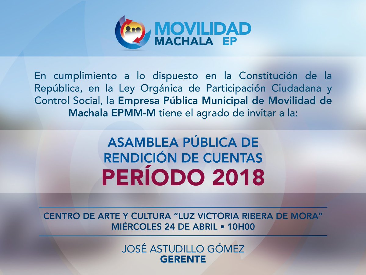 Están cordialmente invitados a la Asamblea Pública de Rendición de Cuentas 2018. #ResponsablesConTuSeguridad