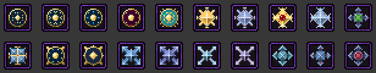 Battleslain_One's tweet photo. Adding 146 new item designs to the game. Here's some of the new shields

#RPG #indiedev #gamedev #dkgame #pixelart #pixelartmaker #Vikings #battleslain #androidgames #fantasy #idlegames https://t.co/4Y8qbJidyY