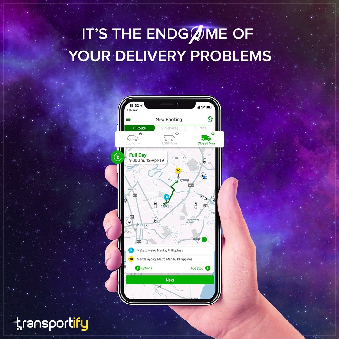 TransportifyPh's tweet photo. #WhateverItTakes, deliver your goods safely and on time with Transportify. Book now!
Download our app here: https://t.co/C1k8IcCATv
#transportifypampanga #transportify #transportifyph #transportifydelivers #deliveryapp #deliveryservice #AvengersEndGame https://t.co/r5Fm1plMt5