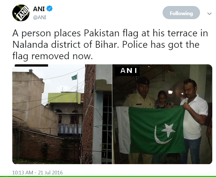 130^^Btw, ANI tweeted two pics with their report on the incident.Guess which one did  #NDTV choose to use for their own report!(With due attribution to ANI, of course!)