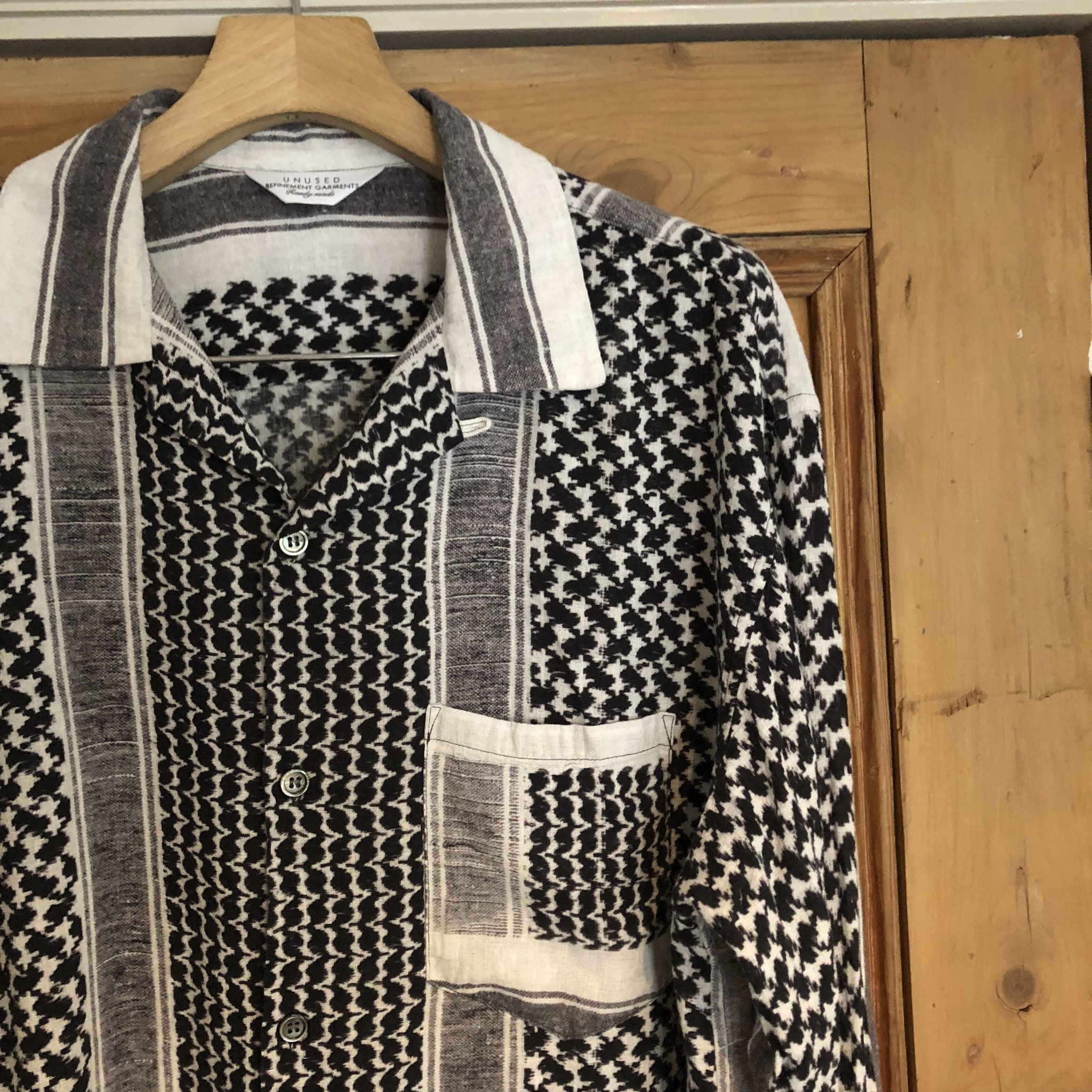 Unused AFGHAN PRINT shirt アフガンプリントシャツ 定価44000円☆UNUSED アフガンストール柄シャツ Afghan シュマグ