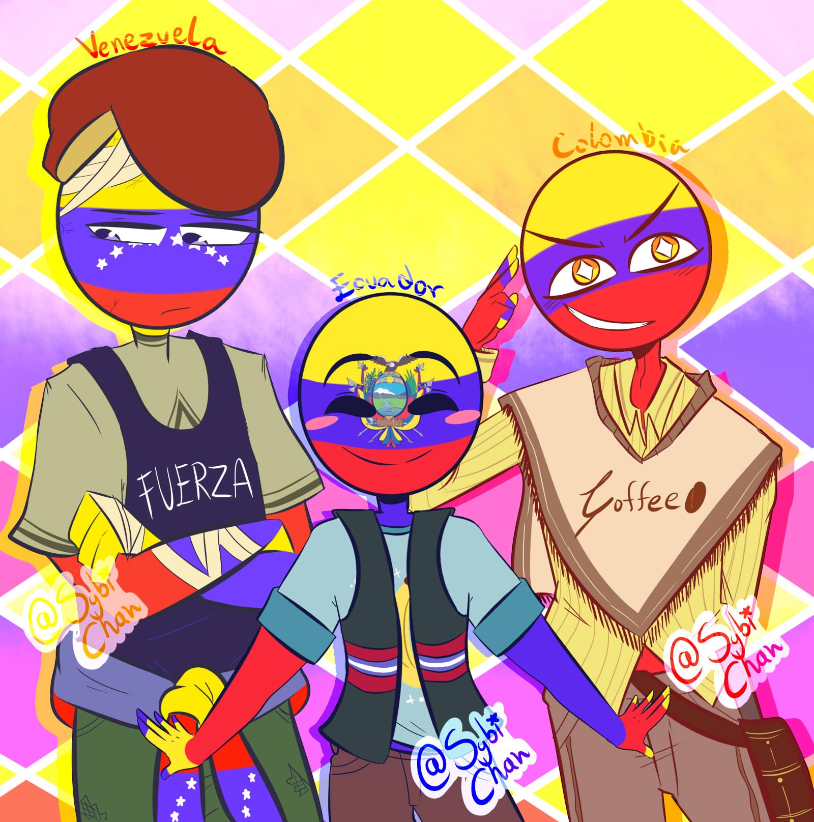 Zevizzhe on X: UwU Tricolor Brothers CountryHumans countryhuman  Colombia Venezuela Ecuador t.coawB5mA6Wap  X