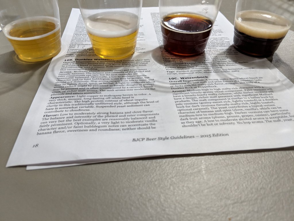 SaskHophead's tweet photo. Narrowed down mini best of show contenders... Which one will take its category: wheat and rye. @ALESclub #alesopen #homebrewing https://t.co/8zz3Ah8RaM