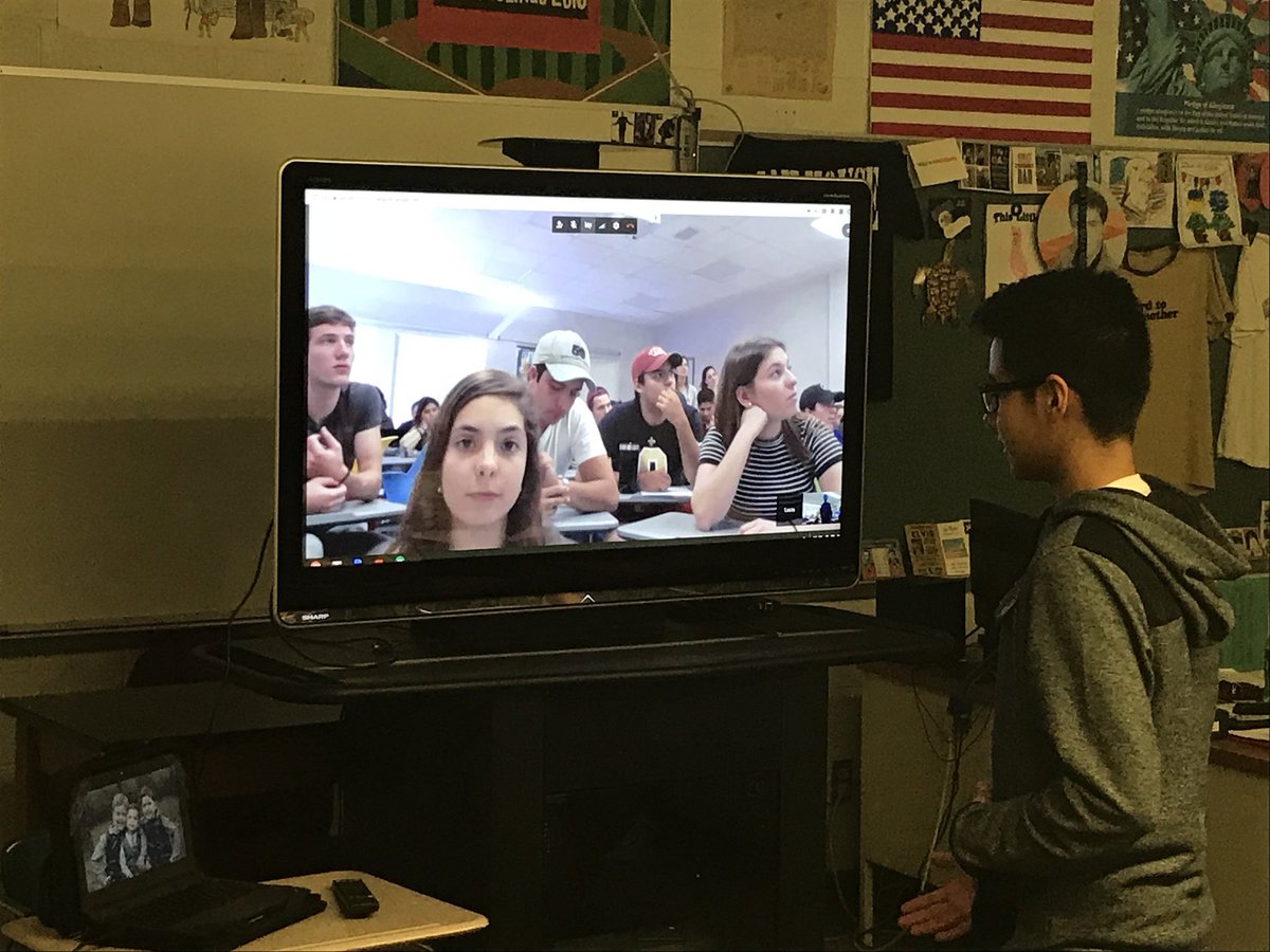 ToddShriver's tweet photo. #USQchat A5 Also did a cultural conversation with a class Monterrey Mexico 🇲🇽 over current event issues (gun rights, immigration). Students answered the questions but also learned to agree to disagree. Hsve our students different perspectives from peers outside the US. https://t.co/2F3veg9RTD