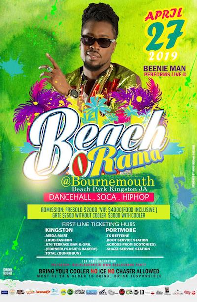 Bounce876's tweet photo. Beenie Man set to thrill Beach O Rama on April 27th https://t.co/tWjlRdbAJM https://t.co/6U5Ncy0DyO