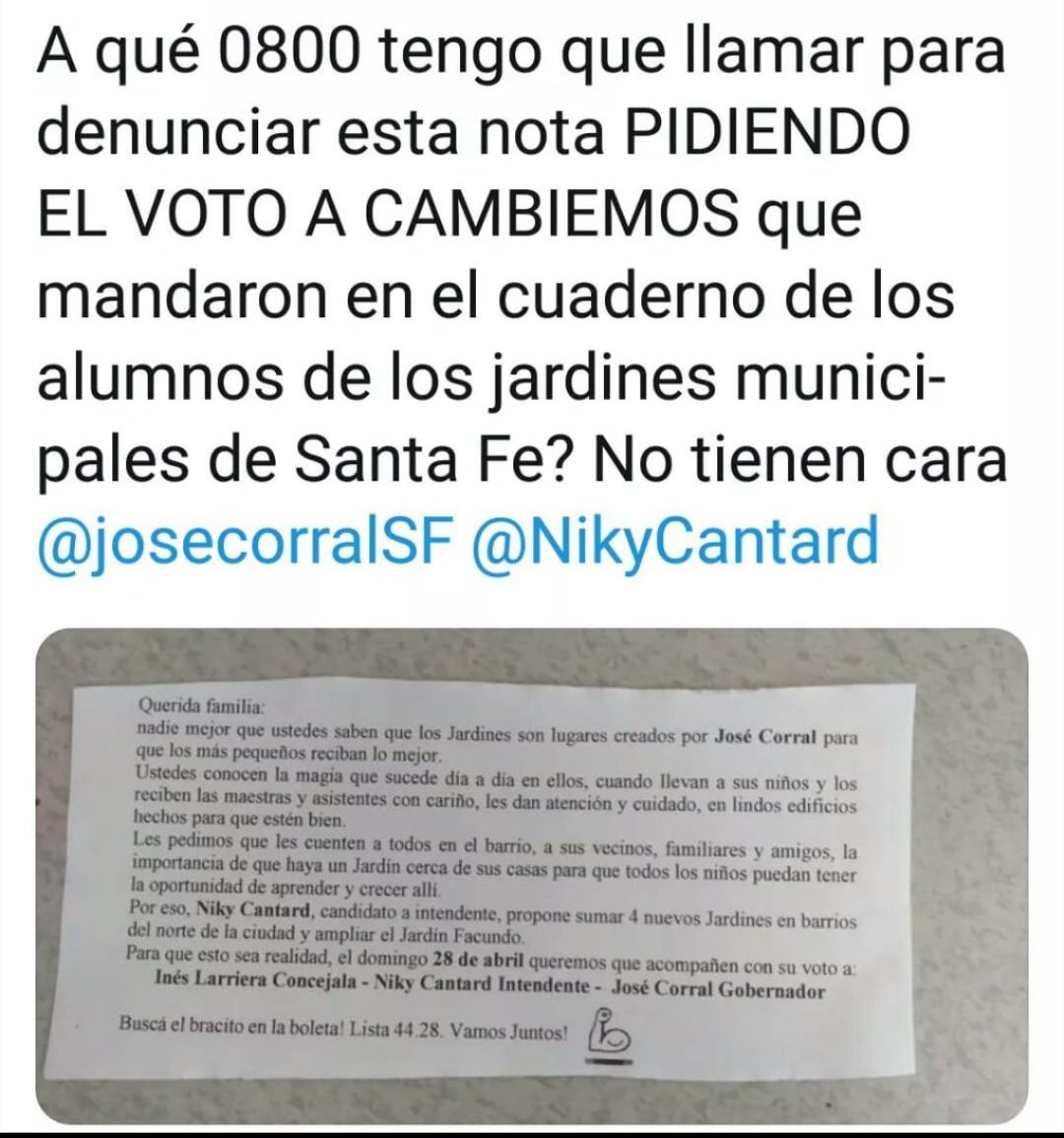 CyNsiempre's tweet photo. 🔉🔆ESCÁNDALO 🚨
@josecorralSF reconoció q esta nota llegó en cuadernos de niños de jardín de infantes!!
#CambiemosEnApuros
#CaeCarrio
#Sinceramente
#CasalTiterePRO
#PROEnDefault https://t.co/TJ1vXhlw52