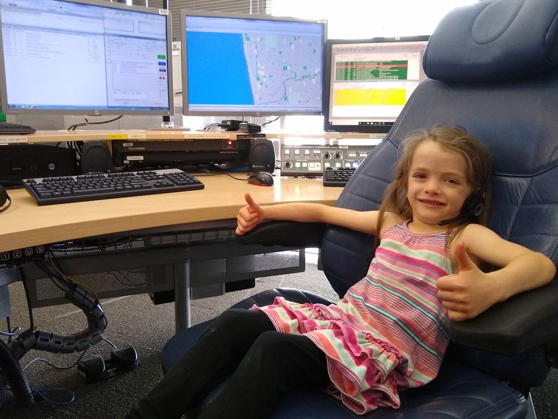 SA_MFS's tweet photo. Our #WAFAWednesday star Jenny, sister of #BestFirefighterEver Alex, is looking right at home in our #TripleZero communications centre. Thanks Jenny and family for visiting us over #Easter! Always great to see you. #MakeAlexsDay #WomenAndFirefighting https://t.co/v0Yvza4jqz