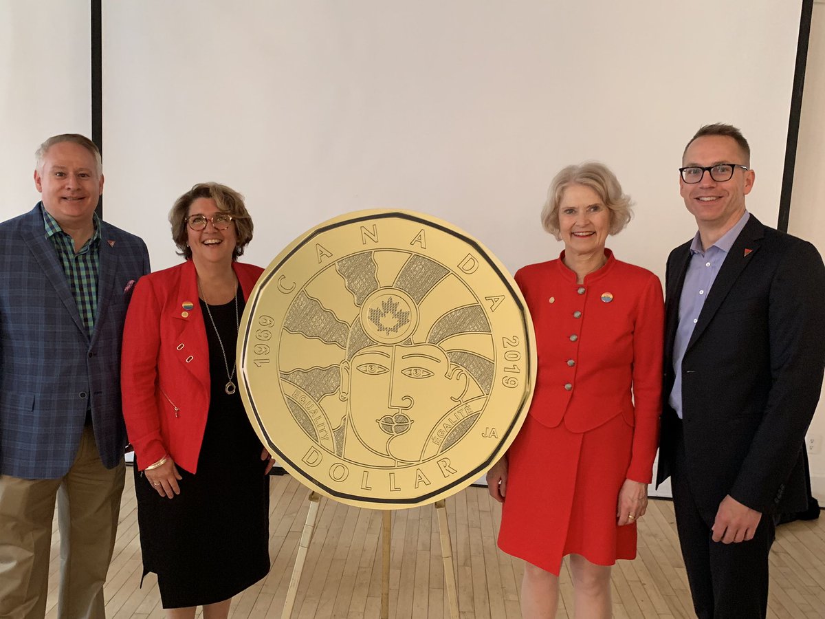 DSchuurman's tweet photo. Honoured to be on hand for the unveiling of the new @CanadianMint #EqualityCoin. The coin offers a message of support and hope for LGBTQ2 Canadians. #FreeToBeMe @theCGLCC https://t.co/gxNYlFXBFY