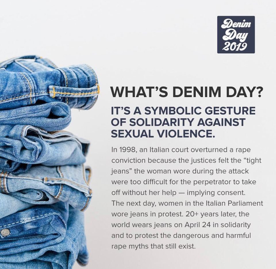 A reminder that tomorrow is Denim Day! Let’s all come together to spread awareness!🤗💙 #SexualAssaultAwarenessMonth #denimdayxfsic
